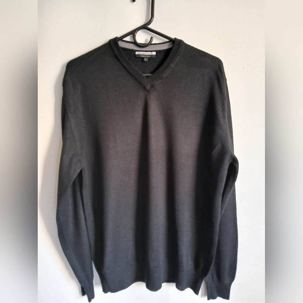Men's Marco Fiori Made In Italy 100% Extrafine Merino WoolV-Neck Sweater SzL
